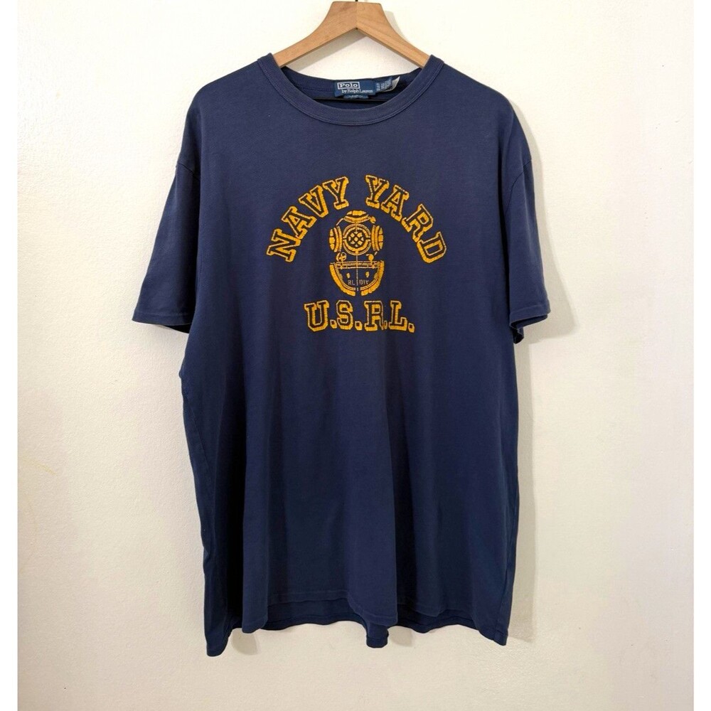 Polo Ralph Lauren Mens Classic Fit Navy Yard Graphic Tee Crew Neck XL Blue USRL